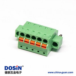 弹簧插拔端子绿色直式两孔法兰穿孔接线连接器 弹簧插拔端子绿色直式两孔法兰穿孔接线连接器