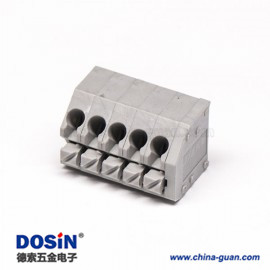 灰色端子5孔5针弹簧式PCB板穿孔式接线端子连接器 灰色端子5孔5针弹簧式PCB板穿孔式接线端子连接器
