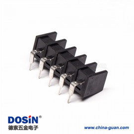 栅栏式接线端子安装弯式黑色插PCB板五螺丝端子接线