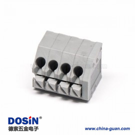 弹簧式端子4孔4芯2.5mm灰色直式插板接线连接器 弹簧式端子4孔4芯2.5mm灰色直式插板接线连接器