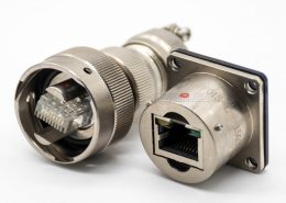 YW圆形RJ-45内置接口卡口连接公母对接插头接线焊接插座面板安装焊接4孔法兰直式连接器