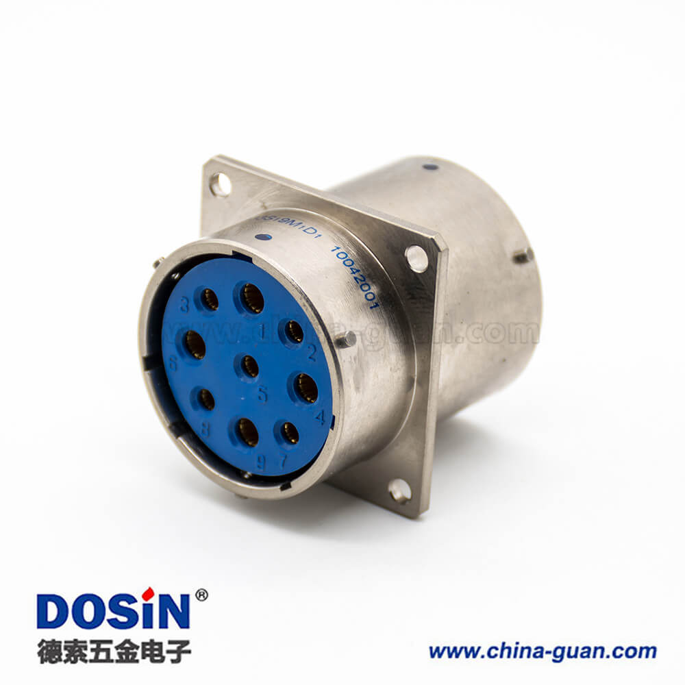 XCD圆形电连接器转接座公转母9芯33壳体卡口连接面板安装4孔法兰化学镀镍