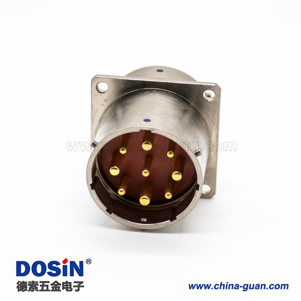 XCD圆形电连接器转接座公转母9芯33壳体卡口连接面板安装4孔法兰化学镀镍