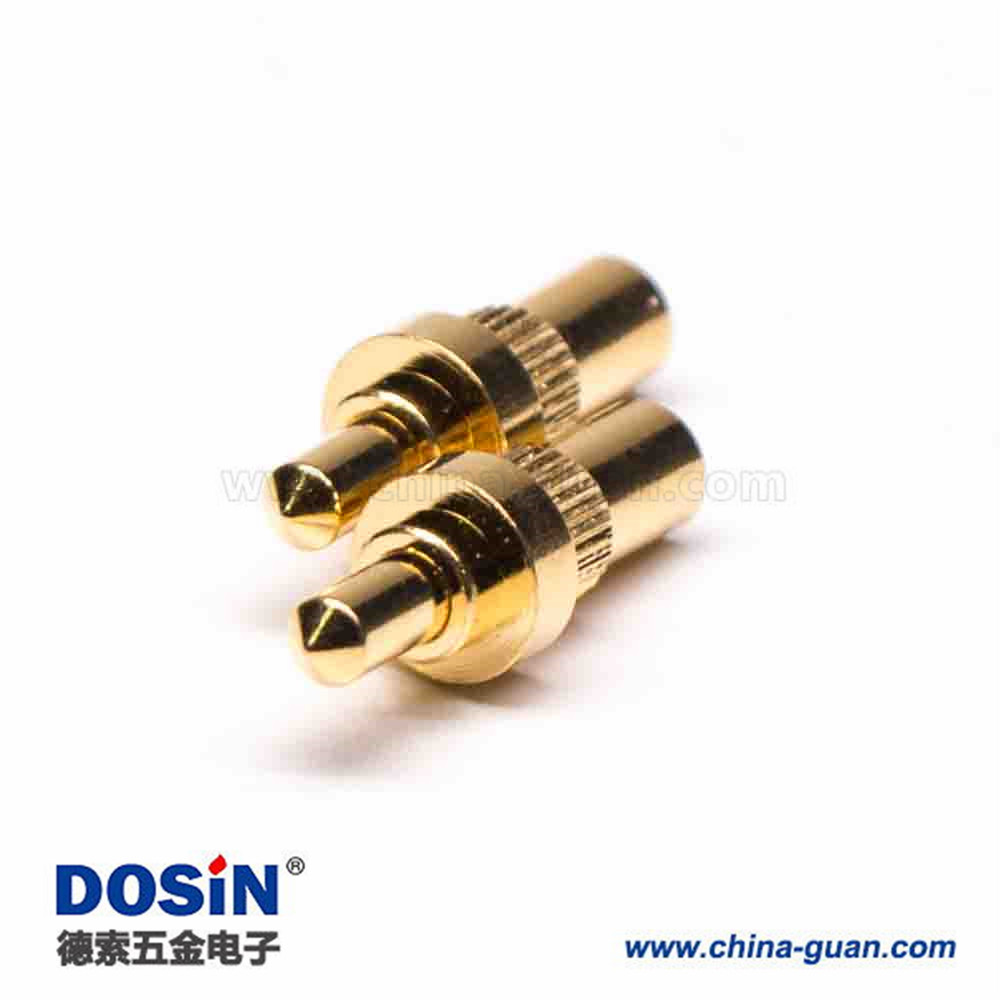 Pogo Pin焊接直式黄铜镀金单芯插件式异形连接器