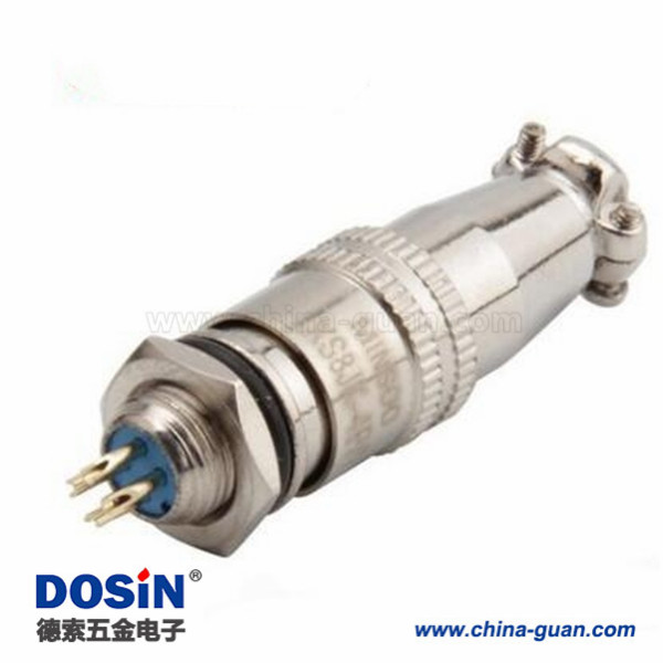 162 镀金XS8-4芯开孔8mm 推拉式航空插头 XS8 4P