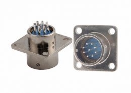 方形插座XS16 8芯公头4孔法兰焊线座子