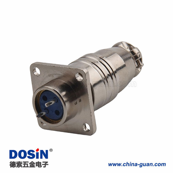 211 航空插头接插件 XS16-2芯方形法兰 螺纹连接器