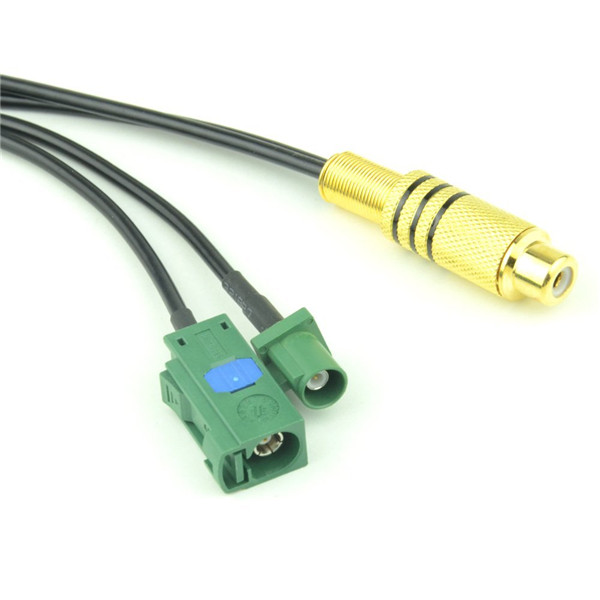 28-1 Fakra smb 连接器E型母公头二合一转RCA母头接RG174线