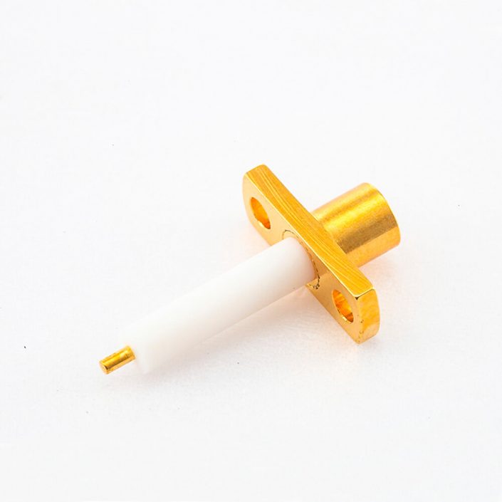 2(9元) 两孔母接头MCX直式两孔法兰铜镀金50Ω