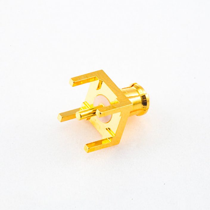 30(8) PCB插板MCX接头焊接公头直式铜镀金50Ω