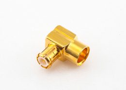 MCX射频同轴连接器压接式接头公头弯式铜镀金50Ω