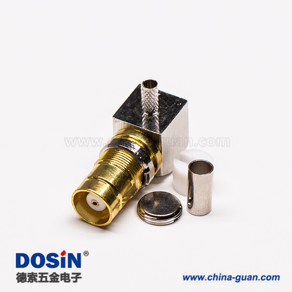 L9接头 1.6,5.6 DIN 1.6/5.6连接器母头弯式压接式接同轴线缆