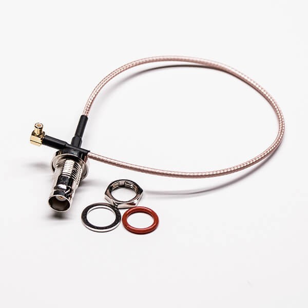 rf-coaxial-cable-connectors-waterproof-bnc-female-bulkhead-to-right-angle-mcx-male-cable-assembly-with-rg316(5) 同轴线BNC头穿墙母头转MCX弯式公头接RG316线