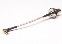 BNC转SMB射频线母头直式50欧姆大六角防水前锁板转SMB弯式母头接RG316线