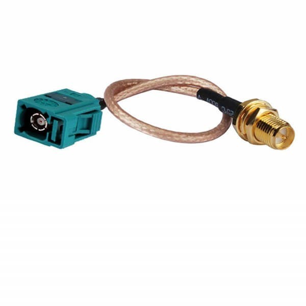 sma-coaxial-extension-cable-connector-fakra-z-female-to-rp-sma-jack-bulkhead-straight-rg316-30cm Fakra连接器生产商专供Z型法卡母头转反极SMA母头接RG316线30CM