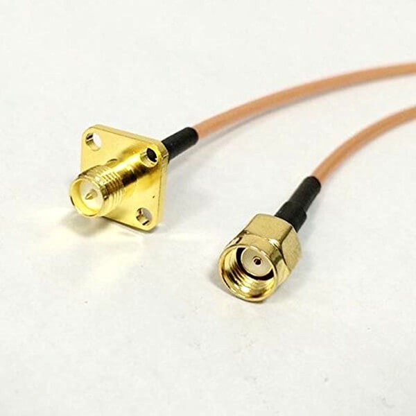 sma-connector-extension-cable-with-rp-sma-male-plug-to-rp-sma-female-4-hole-panel-mount-rg316-pigtail-cable-15cm(1) 优质的SMA反接座316线反极公头转反极母头线长15CM