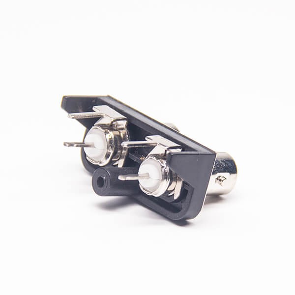 2pcs-dual-bnc-connector-female-straight-50ohm-for-pcb(5) 双联双排BNC母座 PCB板专用BNC视频连接器 50欧姆