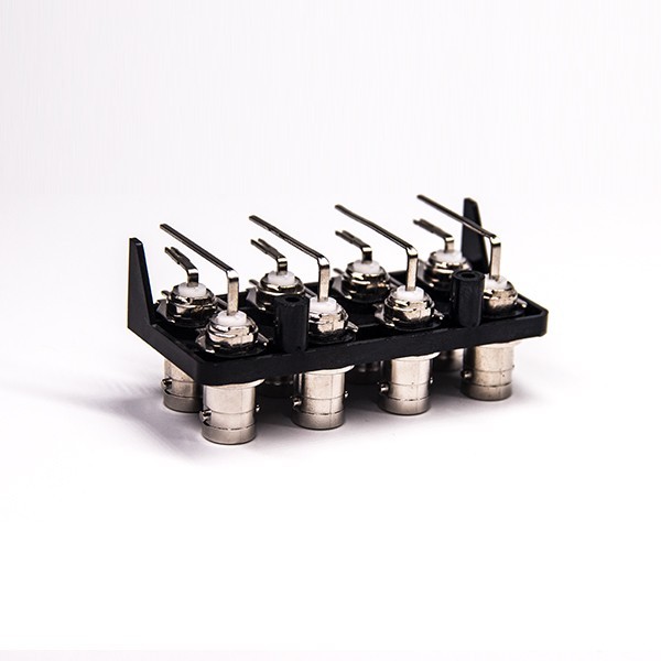 8-holes-female-bnc-connector-angled-through-hole-for-pcb-mount(3) BNC多孔视频接头母头弯式接PCB板射频同轴连接器
