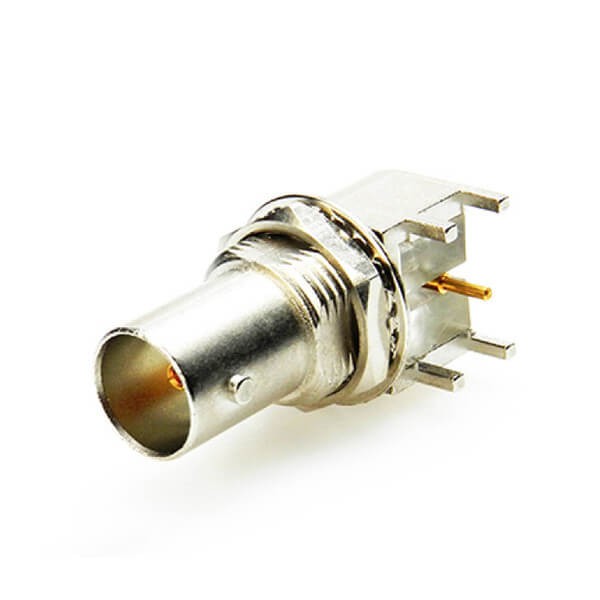 EB-001-0206 BNC高清PCB板插头弯式母头连接器穿墙式插板厚度3.5mm面板安装