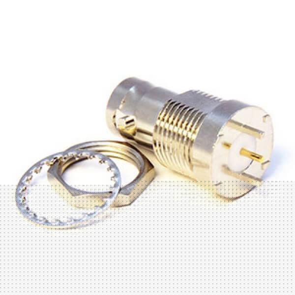 EB-001-0207 BNC直式母头连接器穿墙式接PCB插板75欧姆