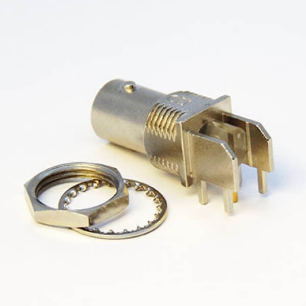 EB-001-0208 BNC高清视频连接器弯式母头插板式穿墙接PCB板5.7mm镀镍