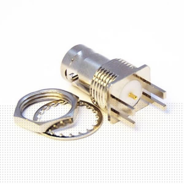 EB-001-0210 BNC面板插座连接器卡板式接PCB板1.6mm穿墙式75欧姆
