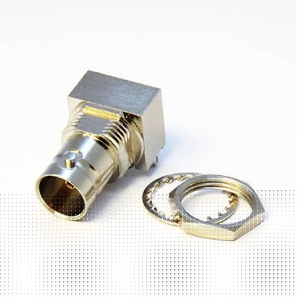 EB-001-0236 板端BNC接头90度弯式母头射频同轴连接器插孔75欧姆镀镍