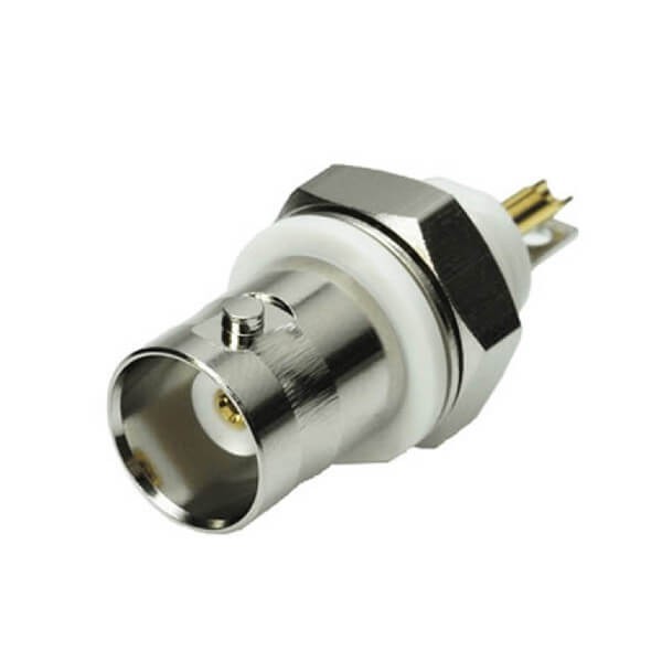 EB-001-0245 高清BNC接线压接式RF连接器母头直式前锁穿墙面板安装75欧姆镀镍