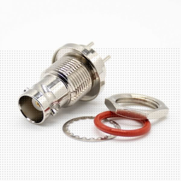 EB-001-0289 BNC接头防水母头直式标准75ΩPCB板安装插孔镀镍连接器