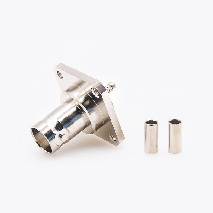 EB-001-0305 用于RG174/RG316接线的BNC连接器母头直式面板安装4孔法兰压接