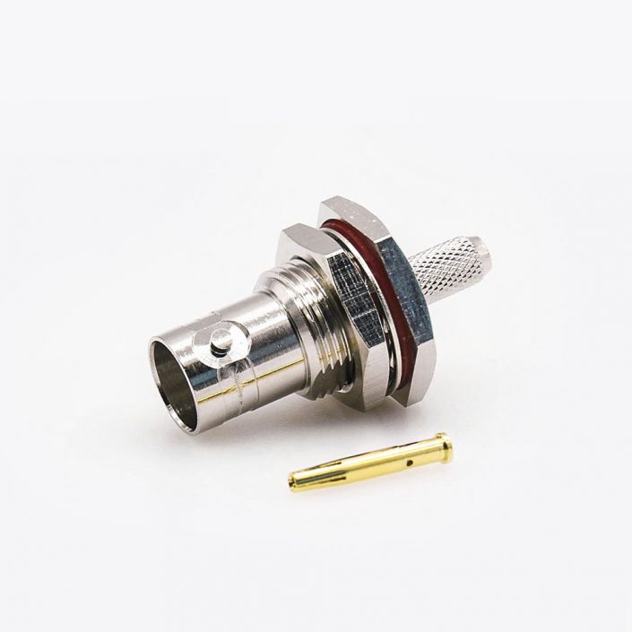 EB-001-0317 接线BNC连接器RG142/RG58母头直式75Ω面板安装前锁穿墙