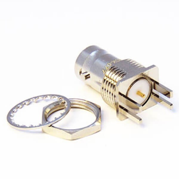 EB-01-0194 BNC镀镍母头直式穿墙式插PCB板3.0mm连接器卡板75欧姆