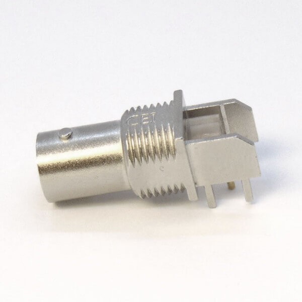 EB-01-0197 BNC连接器镀镍弯式母头穿孔式接PCB板厚度8mm