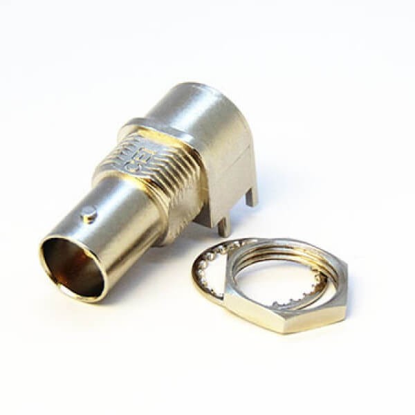 EB-01-0200 90度板端BNC连接器前锁穿墙穿孔式接PCB板