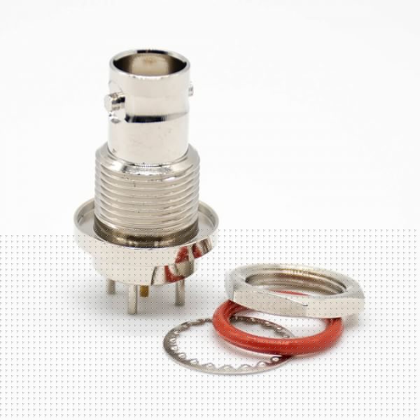 bnc-connector-waterproof-female-straight-pcb-mount-through-hole-(6) BNC接头防水母头直式标准75ΩPCB板安装插孔镀镍连接器