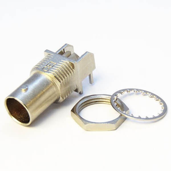 bnc-pcb-connector-90-female-front-bulkhead-through-hole-nickel-plating-(3) PCB插板式BNC插座母头90度连接器前锁穿墙镀镍