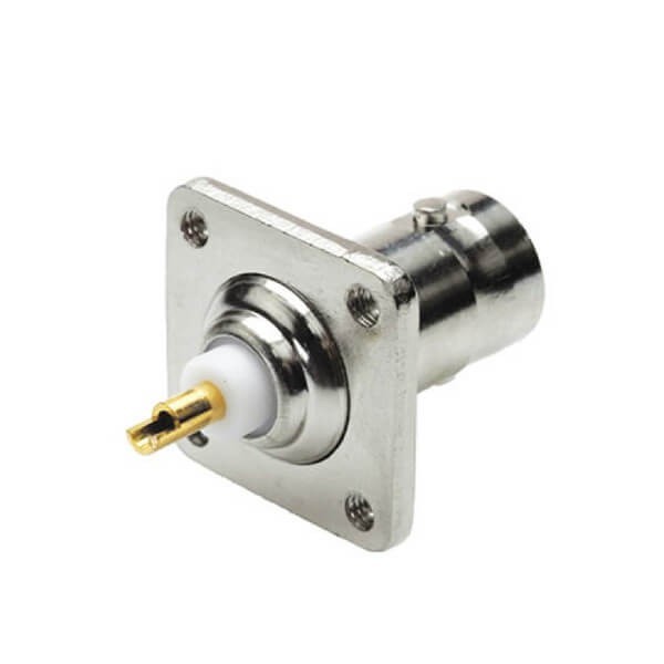 flange-mount-bnc-connector-4-hole-female-connector-solder-type-(1) 带法兰BNC连接器4孔母头前锁穿墙直式焊接式接线射频同轴连接器