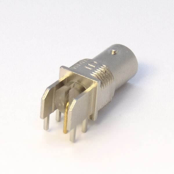 hd-sdi-bnc-connector-75ohm-female-for-pcb-mount-8mm-leg-90-degree-dip-type-nickel-plating(7) BNC连接器镀镍弯式母头穿孔式接PCB板厚度8mm
