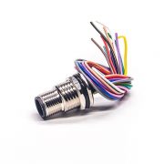 m12 12position cables (3) M12 12芯焊线插座A扣公头带屏蔽前锁板M15*1 电线 AWG26 30CM