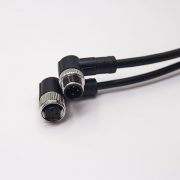 m12-3-pin-cable-male-to-female-a-code-right-angle-sensor-plug-unshiled-1m-awg22 m12电缆弯母头A编码3芯不带屏蔽工业防水连接器1M AWG22