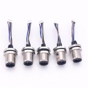 m12 5 pin wire (2) M12 5芯端子线A Code 公头前锁板座子转Molex 1.25mm端子线30CM AWG26带屏蔽