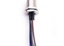 M12 5芯 A Code 公头前锁板焊线座子带线30CM AWG22带屏蔽