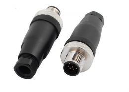 M12现场组装插头A编码8芯公直式不带屏蔽塑料外壳PG9