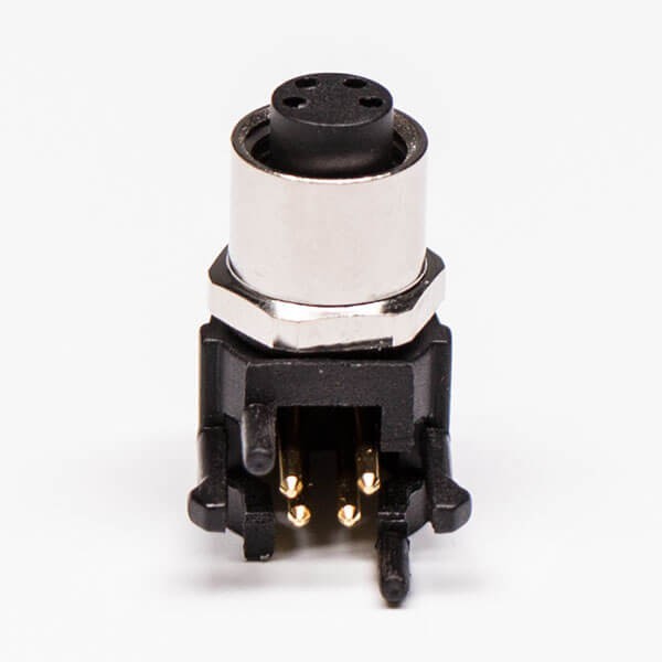 M8PCB板端弯头连接器A型4芯防水母座传感器