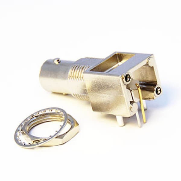pcb-mount-bnc-connector-female-right-angle-mounted-bnc-bulkhead-(5) BNC板端接PCB板母头弯式穿墙连接器75欧姆镀镍