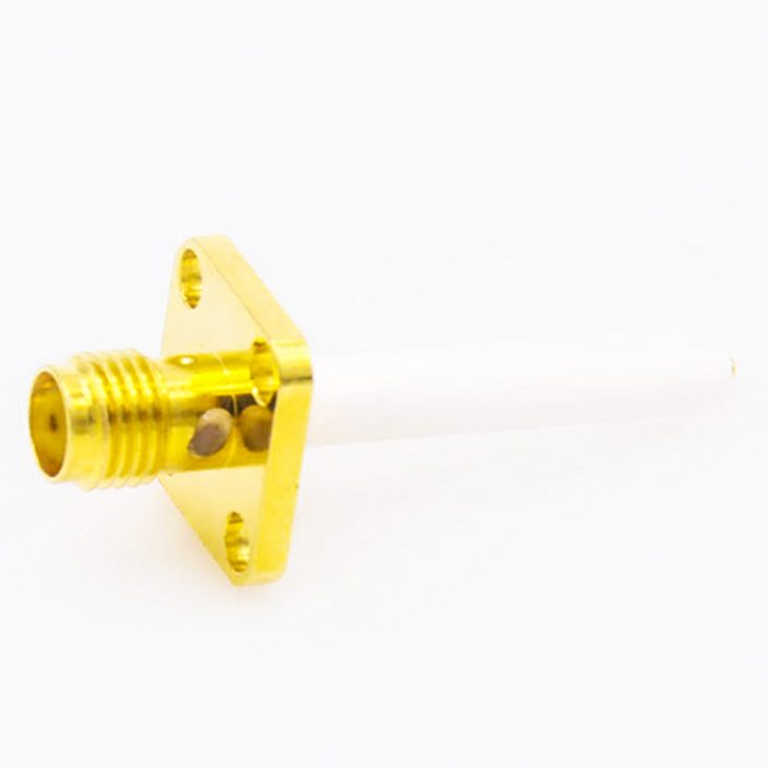 105(10) SMA法兰连接器4孔PCB安装焊板母头直式