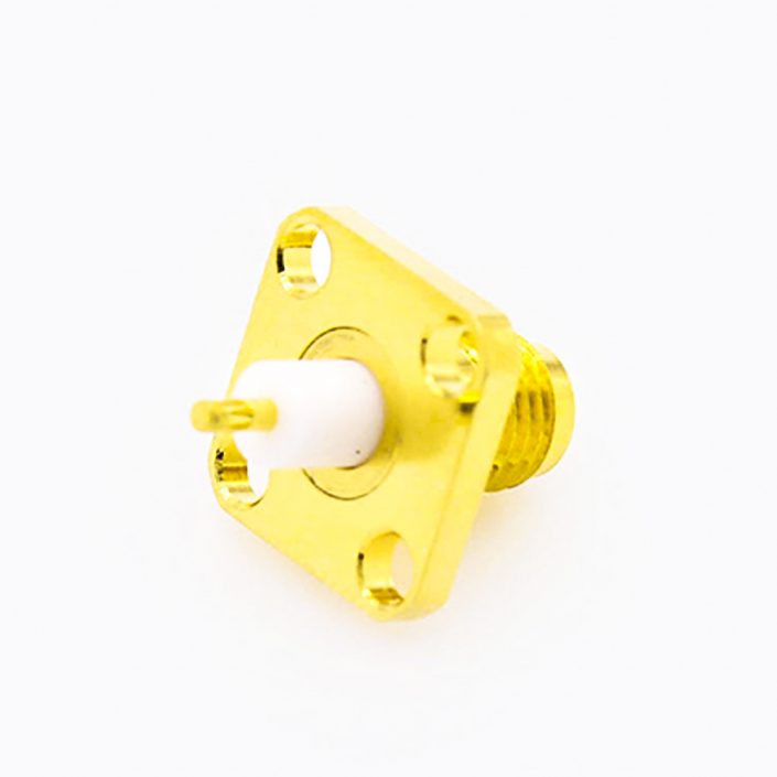 106(8) SMA方形连接器母头直式PCB安装焊板4孔法兰