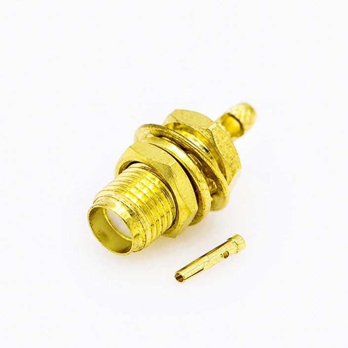 120(7) SMA射频母头前锁穿墙直式面板安装开天窗压接式用于RG174 / RG316