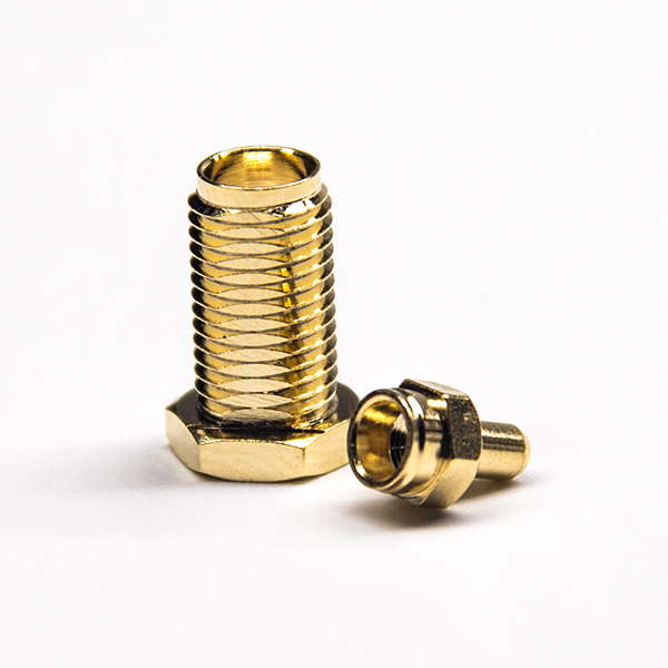 13-4 镀金接头SMA直式母头白色胶芯压接焊接接线