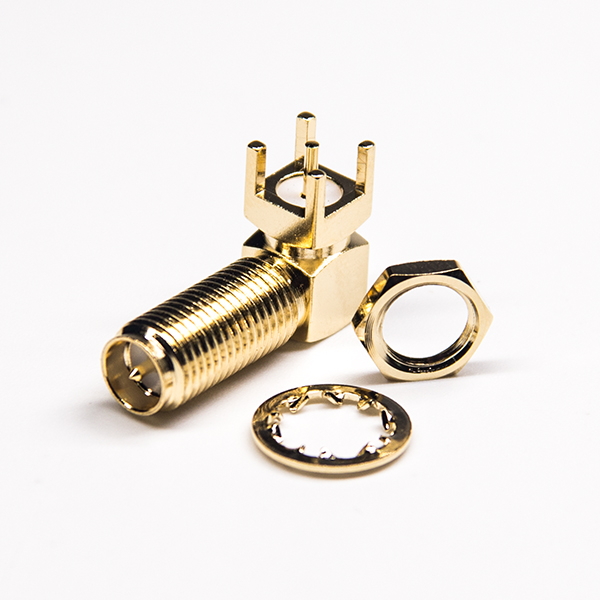 14-2 反极sma接头前锁穿墙面板安装弯式插PCB板50欧姆